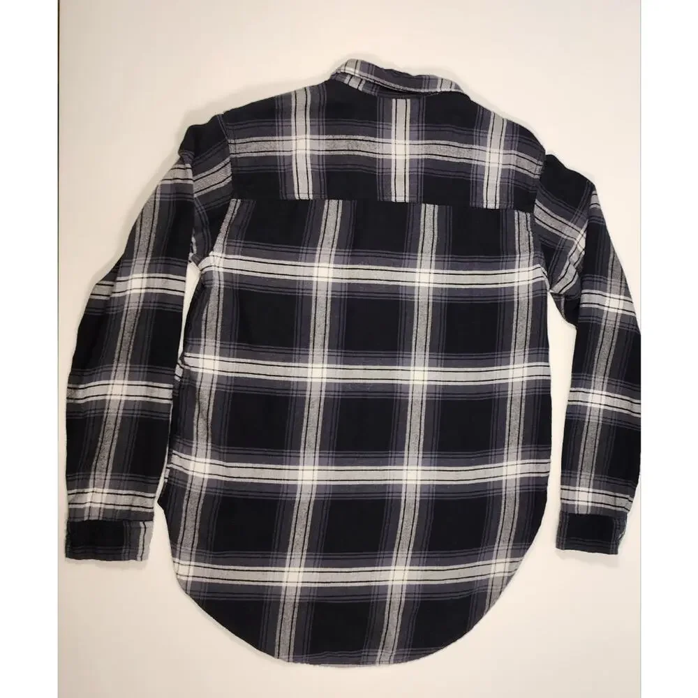 Abercrombie & Fitch Plaid Flannel‎ Shirt Gray Black Button S